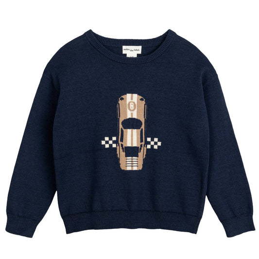 Sportwagen Intarsia Navy Sweater